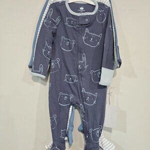 Cloud Island 3-Piece Set Size 6-9 Months Sleeper Pajamas w/Footies NWT